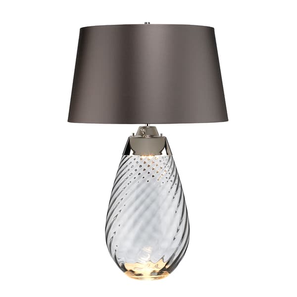 Bordslampa rökt glas med grå lampskärm Lena E27 60W Elstead