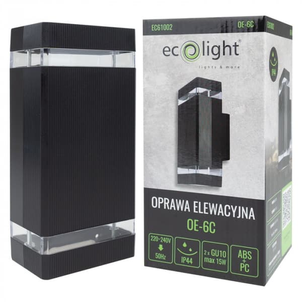 Moderni musta ulkoseinävalaisin 2xGU10 15W Ecolight