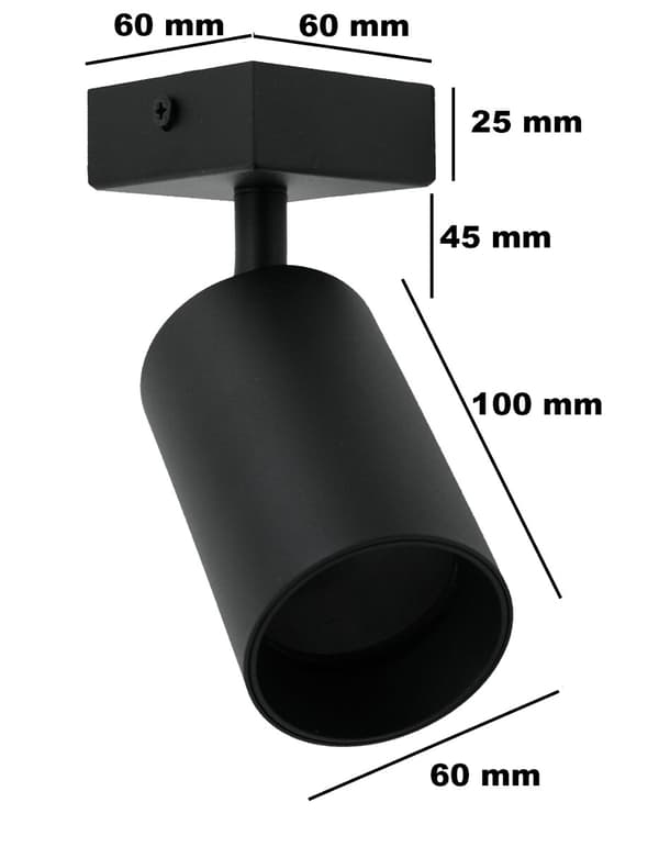 Sort væg-/loftlampe GU10 QUALIS ID-6001 Idealed