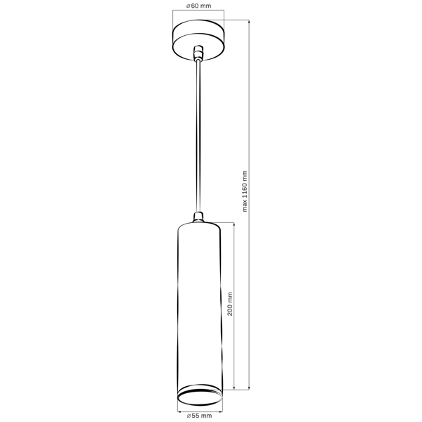 Sort pendellampe GU10 IP44 TURYN 324757 Polux