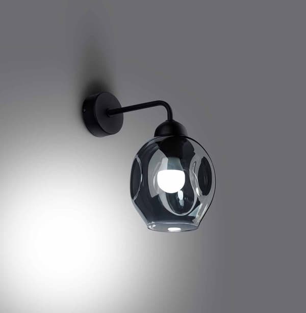 Sollux FILLAN væglampe sort glasboble SL.1143