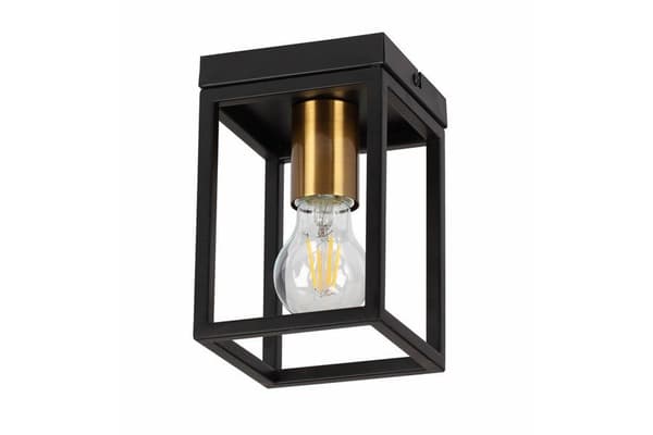 Industriel loftlampe sort med guldelement Cage 1xE27 40W REA638701-02 Reality