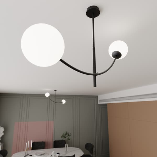 Emibig loftlampe 2xE14 40W HUNTER 2 SORT/OPAL 1102/2