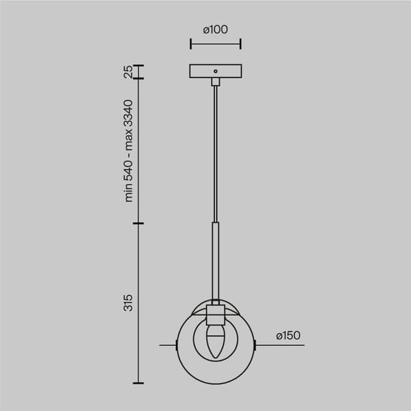 Hänglampa guld glaskula Ø15 cm Basic form 1xG9 20W Maytoni
