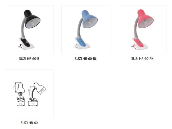 Skrivebordslampe skole sort SUZI Kanlux 7151