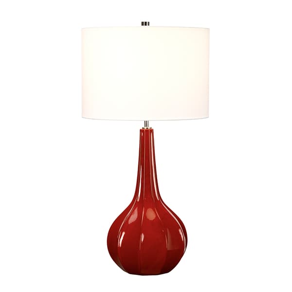 Bordlampe keramisk rød hvid med skærm Upton E27 60W Elstead