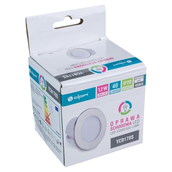 LED-trappbelysning 1.2W rund silver DPM