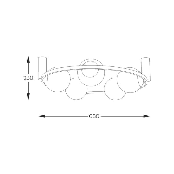 Loftlampe sort hvide kugler ORBIT 5xE27 Zuma Line 5009