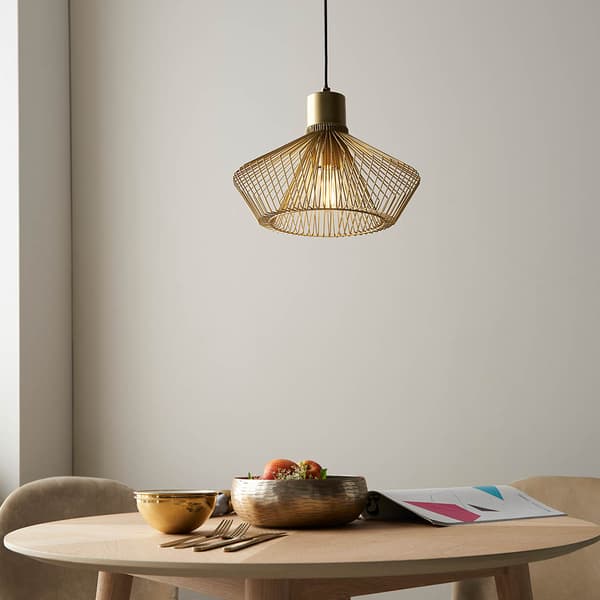 Kimberley Endon industriel pendellampe, guld bur, 1xE27 10W