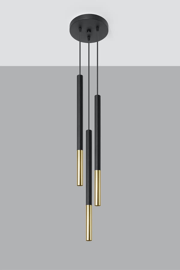 MOZAICA 3P pendellampe sort/guld Sollux Lighting SL.0893
