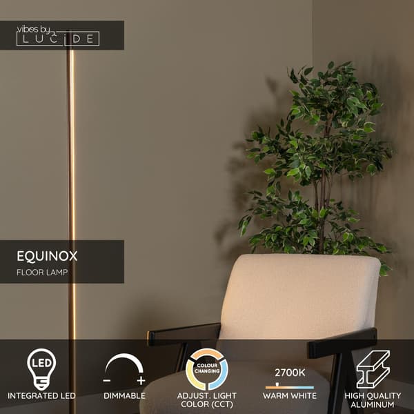 Gulvlampe moderne brun lineær nærhedssensor LED 26W EQUINOX Lucide