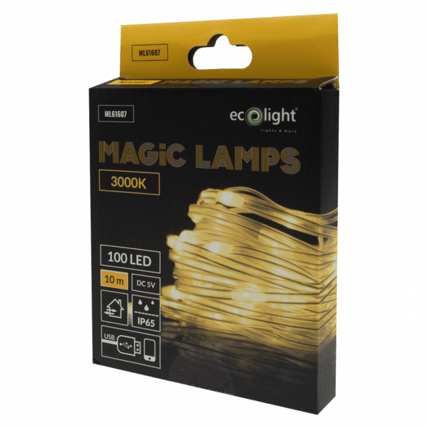 Julelys udendørs 100 LED 3000K 10m Bluetooth USB MAGISKE LYS Ecolight