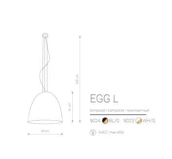 EGG lysekrone sort-guld Ø55cm Nowodvorski 9024