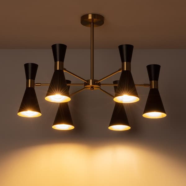 Loftlampe Lysekrone Sort Guld Abruzzo Salvatore 6xE27