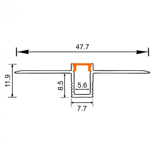 Set med 10x LED-listprofil GPW-02 infälld vit + frostat lock 2m Ecolight