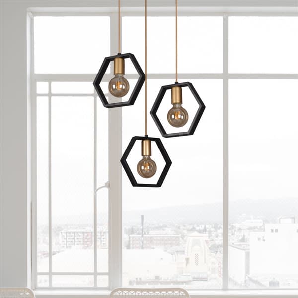 Moderne sort-guld lysekrone Kaja HONEY K-4722