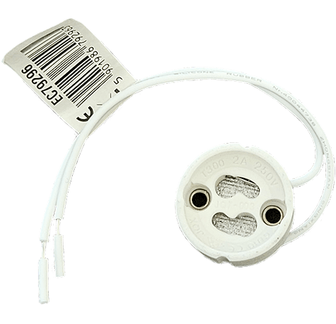 Keramisk fatning til GU10 pære med 15 cm ledning Ecolight