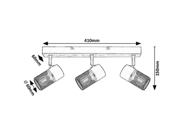 Lysskinne eg / sort E14 3x40W Metta 71153 Rabalux