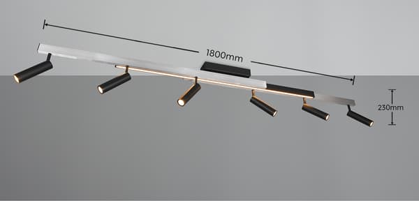 Modern silver-black ceiling lamp extendable sticks spotlights remote LED 51W ZENO Trio