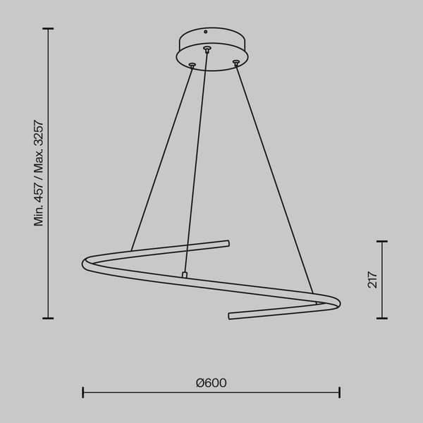 Moderne sort Curve LED 31W pendellampe Maytoni