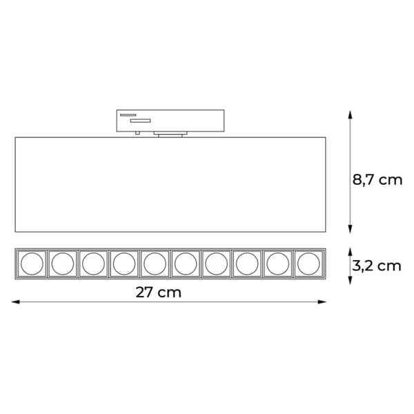 Justerbar lineær skinnespot neutral hvid LED 10W sort X-LINE DPM
