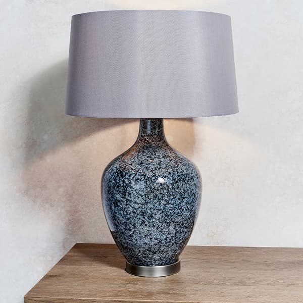 Dekorativ bordlampe grå-sort glas mønstret base 1xE27 40W ILSA Endon