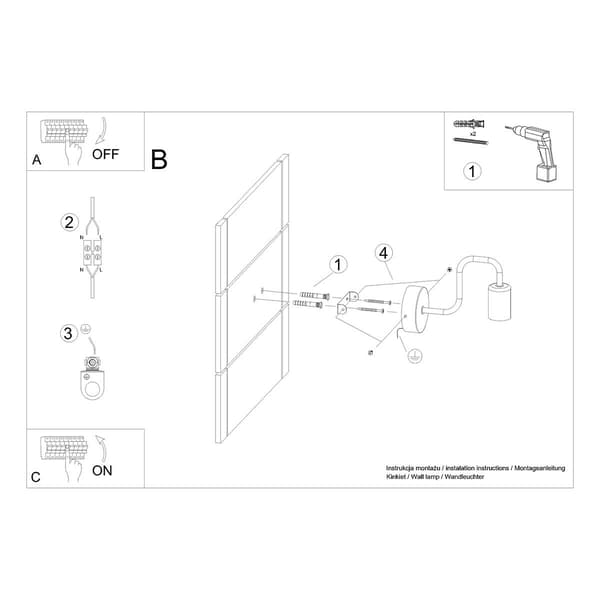 Industriel sort væglampe VECTOR 1xE27 15W SL.1445 Sollux Lighting