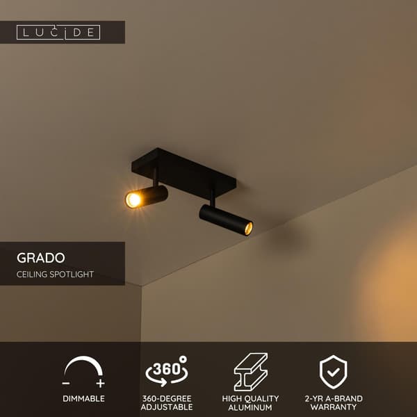 Loftlampe moderne sort rektangulær dobbelt roterende rør 2xMR11 40W GRADO Lucide