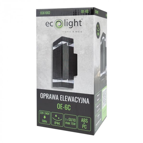 Moderni musta ulkoseinävalaisin 2xGU10 15W Ecolight