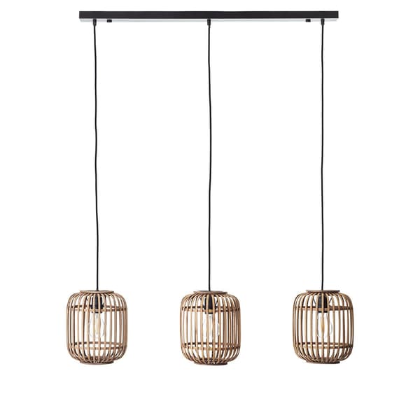 Rustik pendellampe, beige bambus, 3xE27 10W MATHIAS Endon