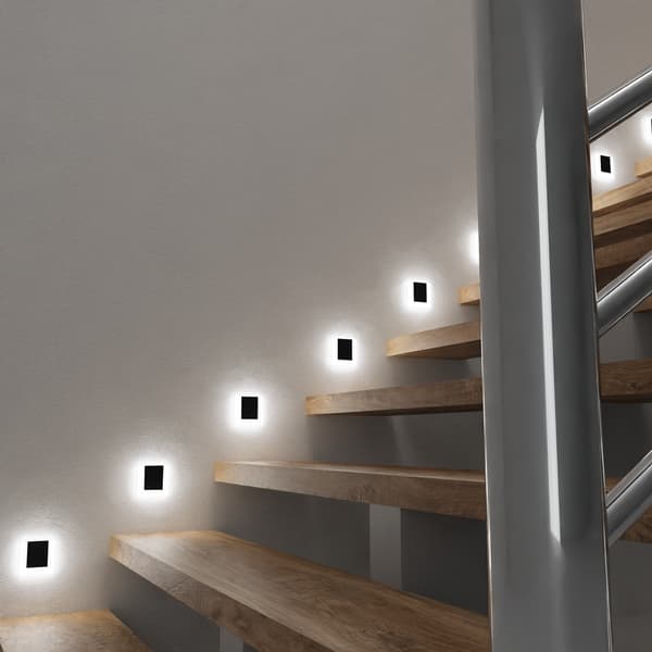 Firkantet sort-hvid LED trappearmatur 0.6W Capri Eko-Light