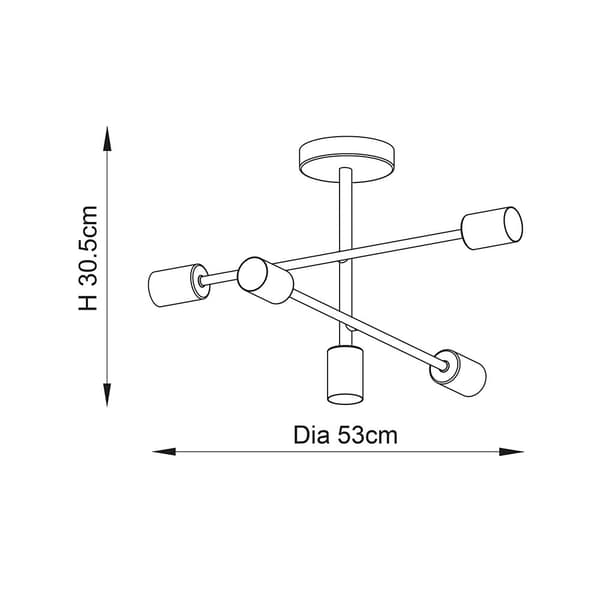 Loft-kattovalaisin mattamusta sticki 5xE27 40W STUDIO Endon