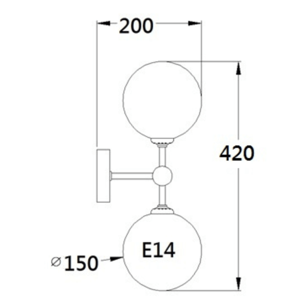 Væglampe Dorado 2xE14 sort LP-002/2W BK Light Prestige