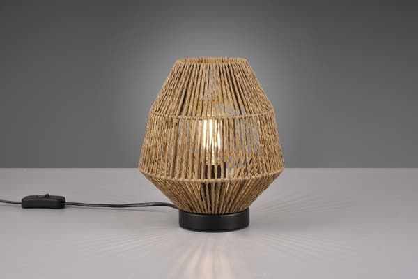 Bordslampa boho brun svart av papper E27 Miki RL