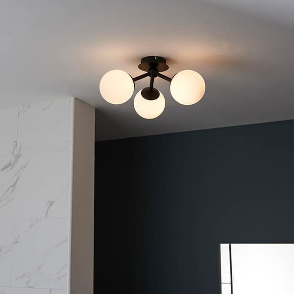 Loftlampe badeværelse mat sort rund glaskugler 3xG9 3W PULSA Endon