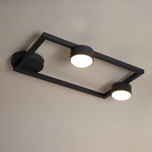 Moderne sort rektangulær loftslampe med runde spots til stue og entre 2xGX53 12W FRAME Sigma Lighting