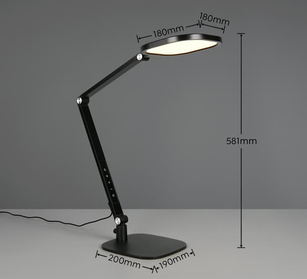 Bordlampe moderne sort justerbar touch timer LED 13.5W SERVO Trio