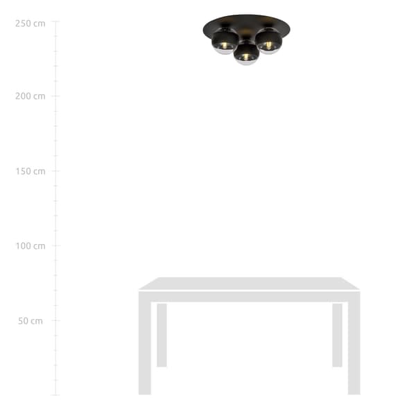 Emibig loftlampe 3xE14 40W SOLAR 3 SORT/STRIBE 1129/3