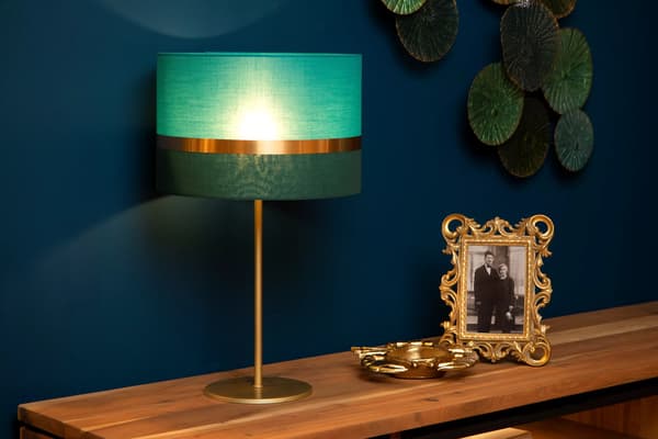Bordlampe med linnedskærm grøn E27 Extravaganza Lucide