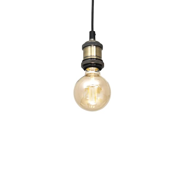 Industriel sort pendellampe med messingelement 1xE27 60W EDISON Milagro