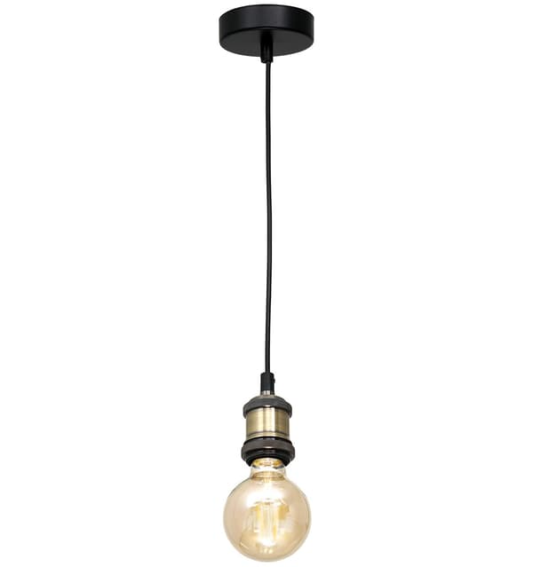 Industriel sort pendellampe med messingelement 1xE27 60W EDISON Milagro