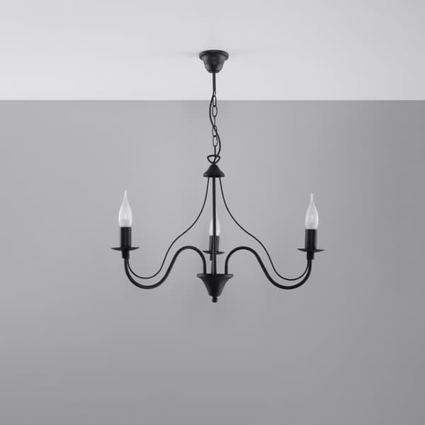 Sort lysekrone pendellampe 3xE14 10W PALADA Pure Lume