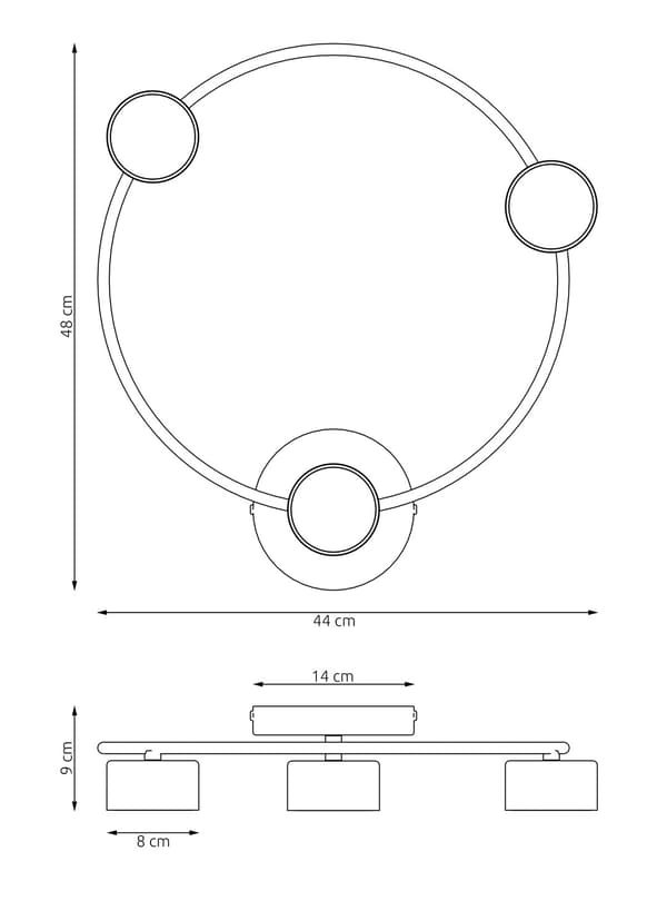 Loftlampe minimalistisk sort ring 3xGX53 12W LUCIO Emibig