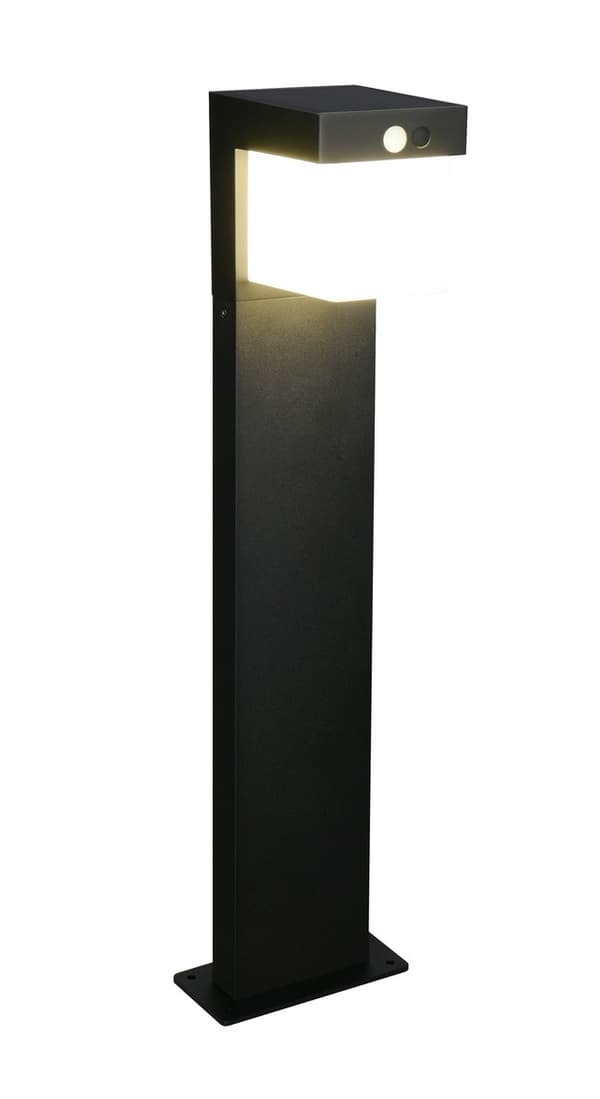 Moderne sort havestolpe 50 cm hybrid solcelle LED 5.5W COLOMBO RL