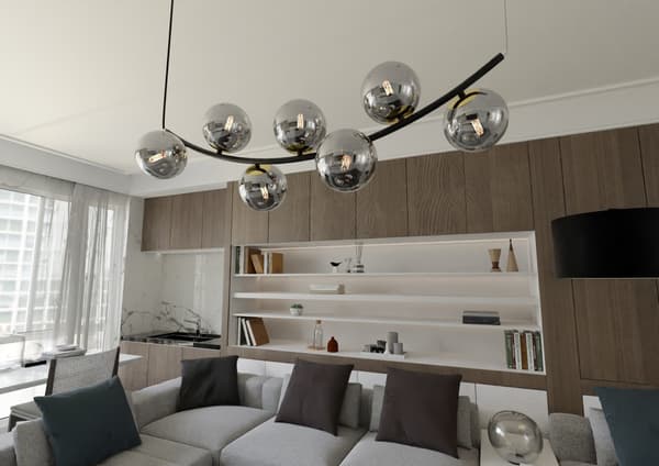 RITZ 7 BL GRAFIT Emibig 1297/7 Pendel lysekrone
