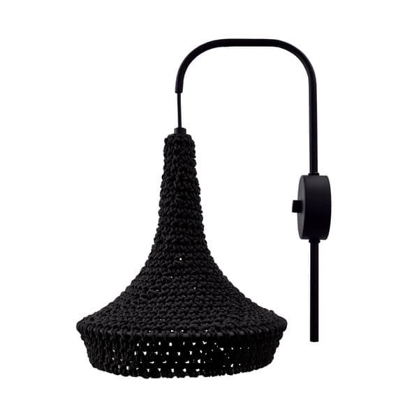 Boho væglampe sort bomuld MAHAKA 1xE27 20W Shilo
