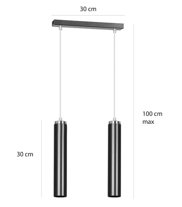 PENDEL Emibig 2xGU10 30W LUNA 2 BLACK 956/2
