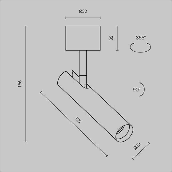 Moderne sort rund rør LED 6W FOCUS T Maytoni Technical loftspot