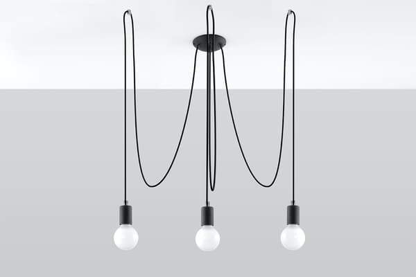 Lysekrone EDISON 3 Sort Sollux Lighting SL.0370