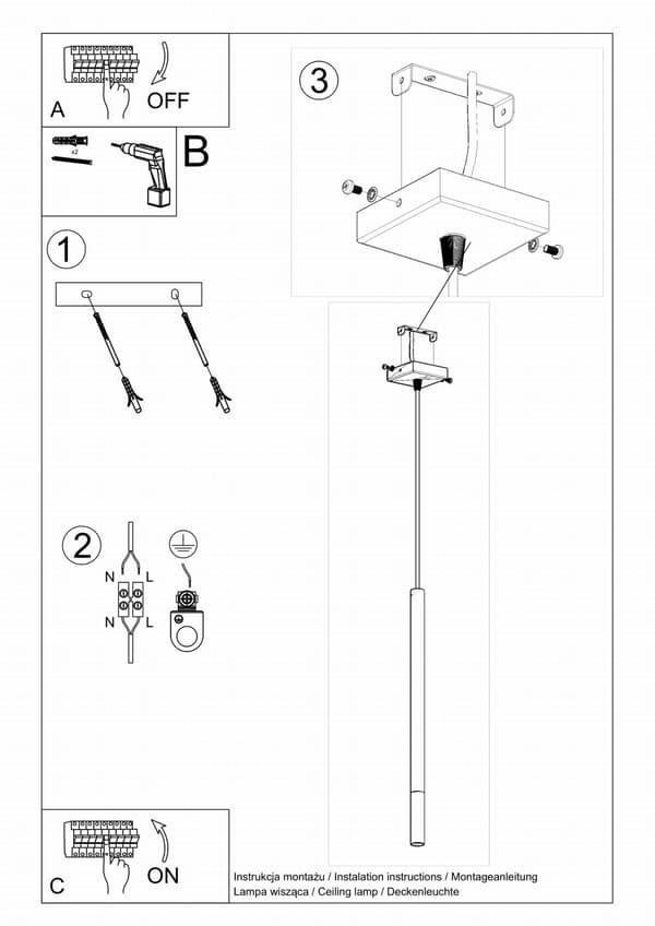 MOZAICA 1 pendellampe sort/krom Sollux Lighting SL.0885